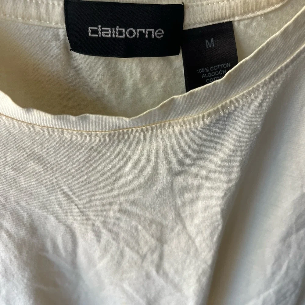 Lovely 90’s Vintage Cream Peruvian Tissue Cotton Tee - Picture 2 of 4